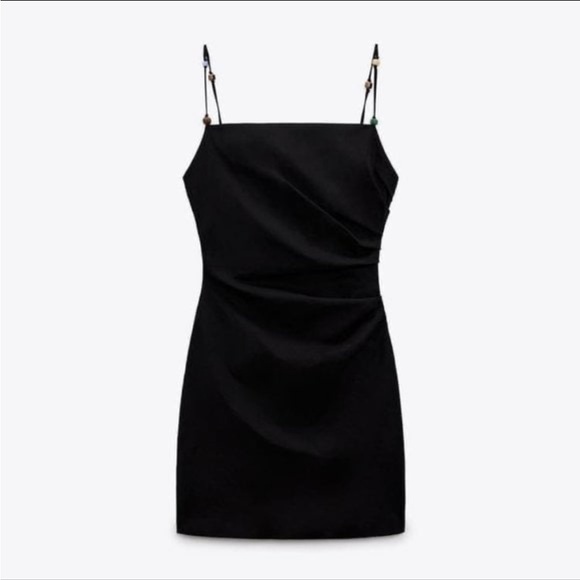 Zara Draped Linen Blend Dress BRAND NEW - Picture 2 of 4